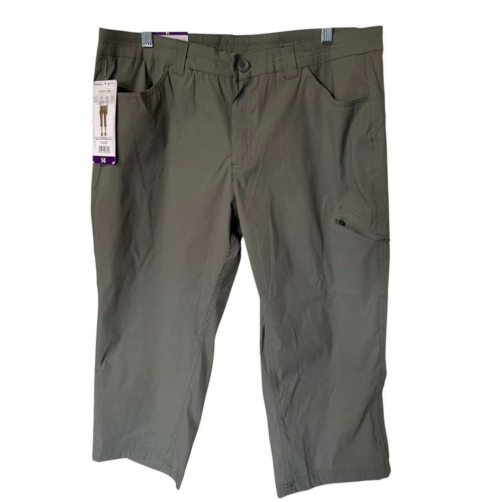 Eddie Bauer Rainier Capri Women 14 Sprig Green NWT Hiking Stretch Water Repel